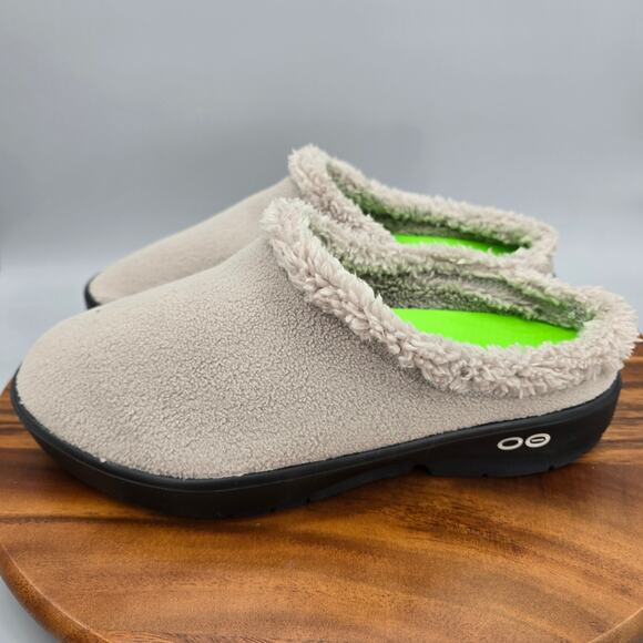 Oofos Oocoozie Shoes Mens 11 Beige Sherpa Slip On Comfort Sport Recovery Mules main image 4
